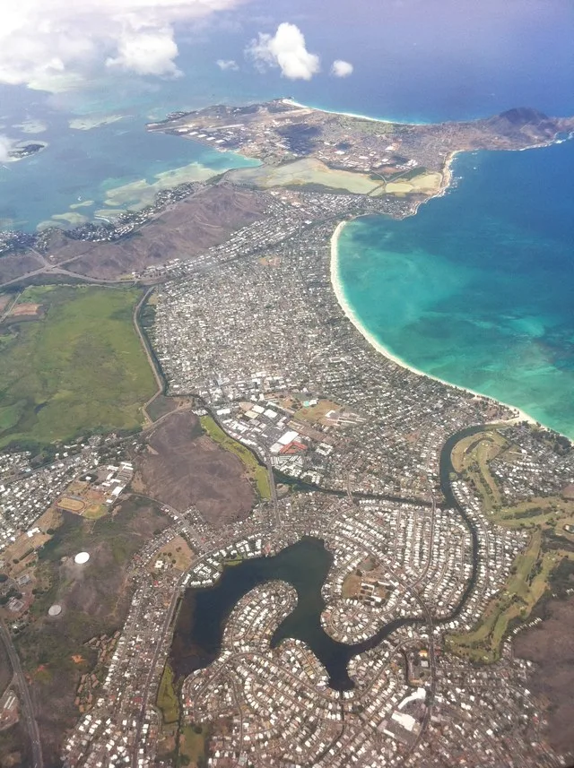 Flying over Kailua, Honolulu County, Oahu