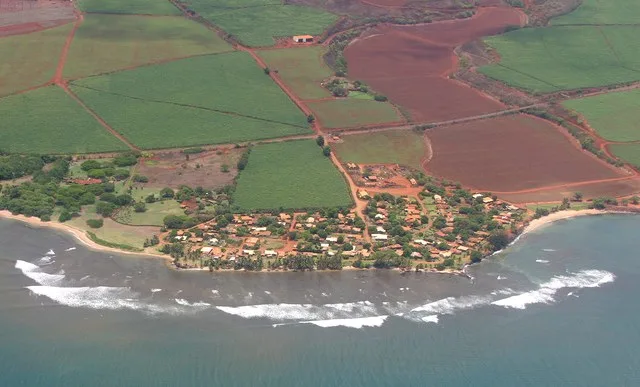 aerial view of Makaweli, island of Kauai, Hawaii