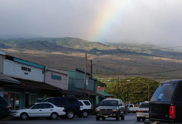 I took this photo on July 7, 2006. Background shows rainbow on East Molokai Volcano (summit is known as Kamakou).