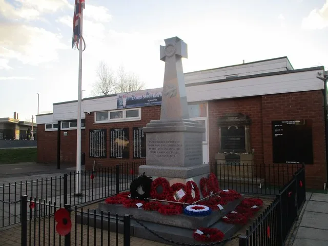 Castleford war memorial, Powell Street, Castleford, West Yorkshire. Taken on the afternoon of Saturday the 24th February 2024.