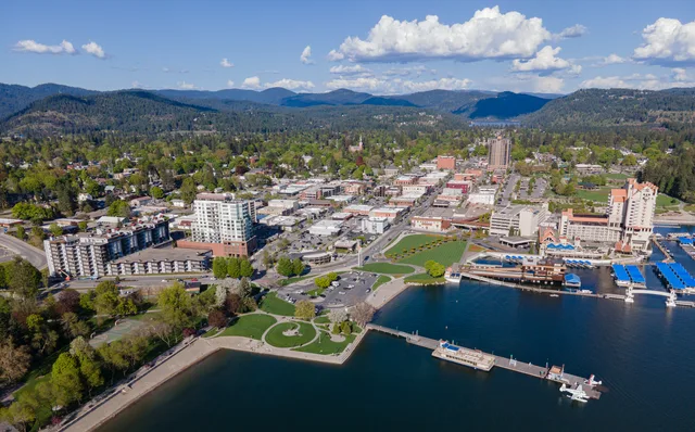 Drone view of Coeur d'Alene, Idaho State, USA