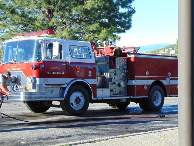 A Downey Fire Department engine at the Malad Summit Rest Area in Bannock County, Idaho, June 2017