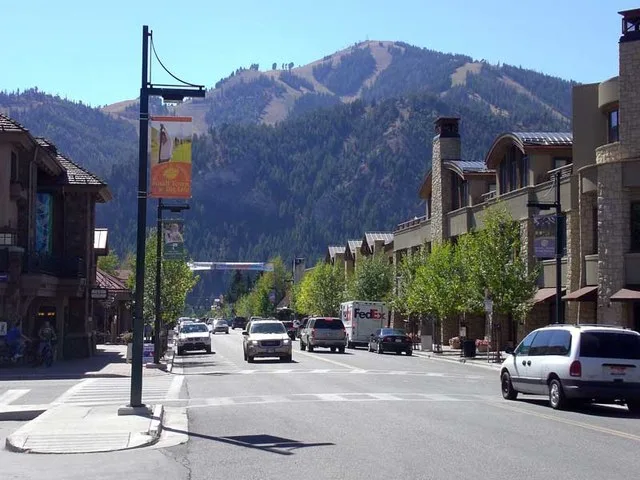 Sun Valley's Bald Mountain ski area as seen from Sun Valley Road in Ketchum, Idaho. Photo by Stephen Marks 09/2007