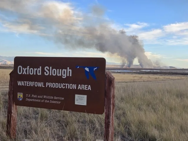 Oxford Slough Waterfowl Production Area in Idaho prescribed fire