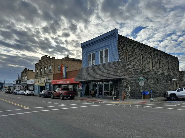 Shoshone Historic District This is the southeast view on South Rail Street. Multiple contributing properties are shown.