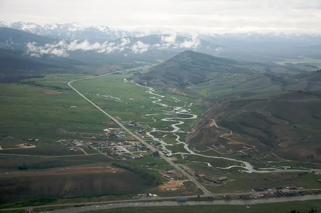 Aerial view of Stanley, Idaho , United States