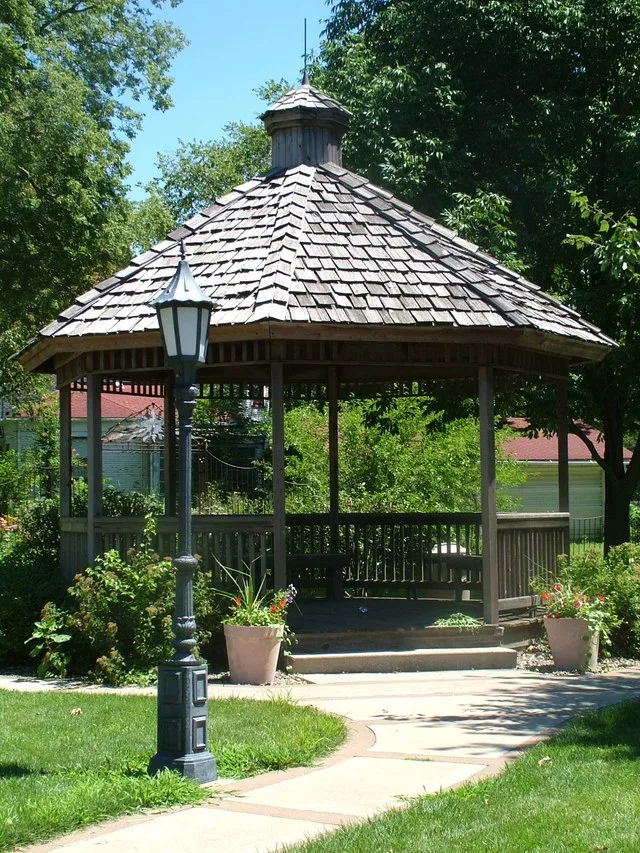 Alpha gazebo located at the intersection of US Route 150 and "D" Street in Alpha , Illinois, USA