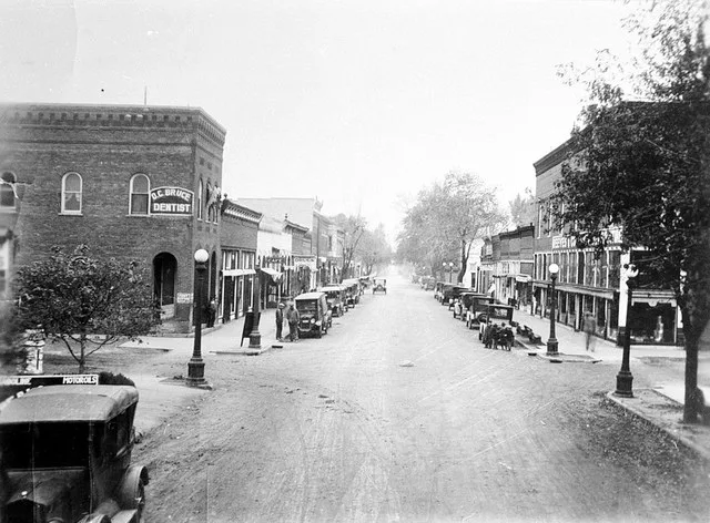 100 Block South Vine street looking South from railroad. Date: circa 1924