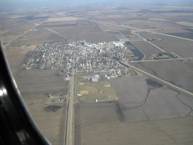 This is an aerial view of Ashton, IL, USA. It was taken from a small aircraft in spring of 2009.