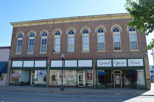 Front of the Beardstown Grand Opera House , located at 121 State Street in Beardstown , Illinois , United States . Built in 1873, it is listed on the National Register of Historic...