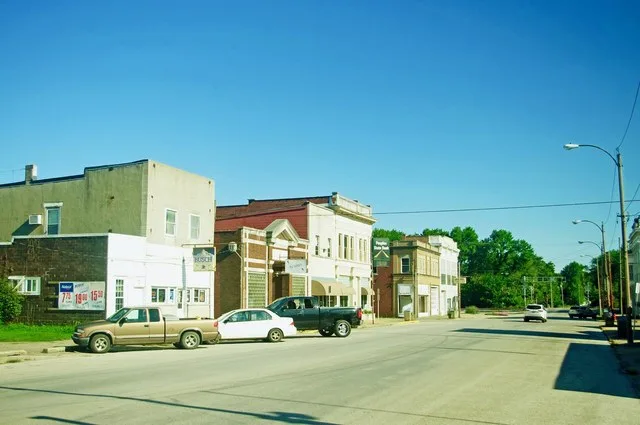 View along Main Street in Bridgeport, Illinois, United States.