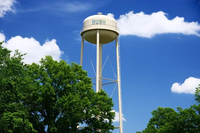 Water tower in Bush, Illinois, United States