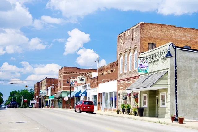 Businesses along Division Street in Carterville, Illinois, United States