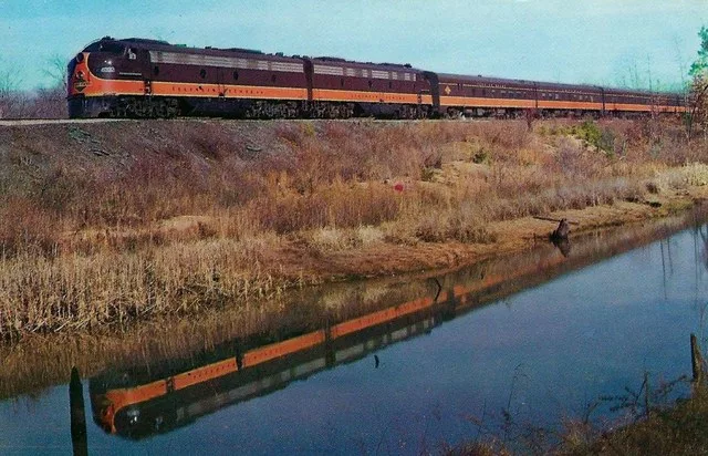 Postcard photo of Illinois Central's City of Miami traveling through Alabama.
