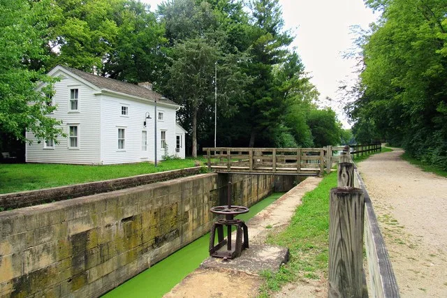 The locktender’s house at Illinois and Michigan Canal Lock No. 6 in Channahon, Illinois.