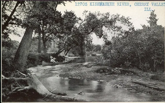 view of the Kishwaukee River in Cherry Valley