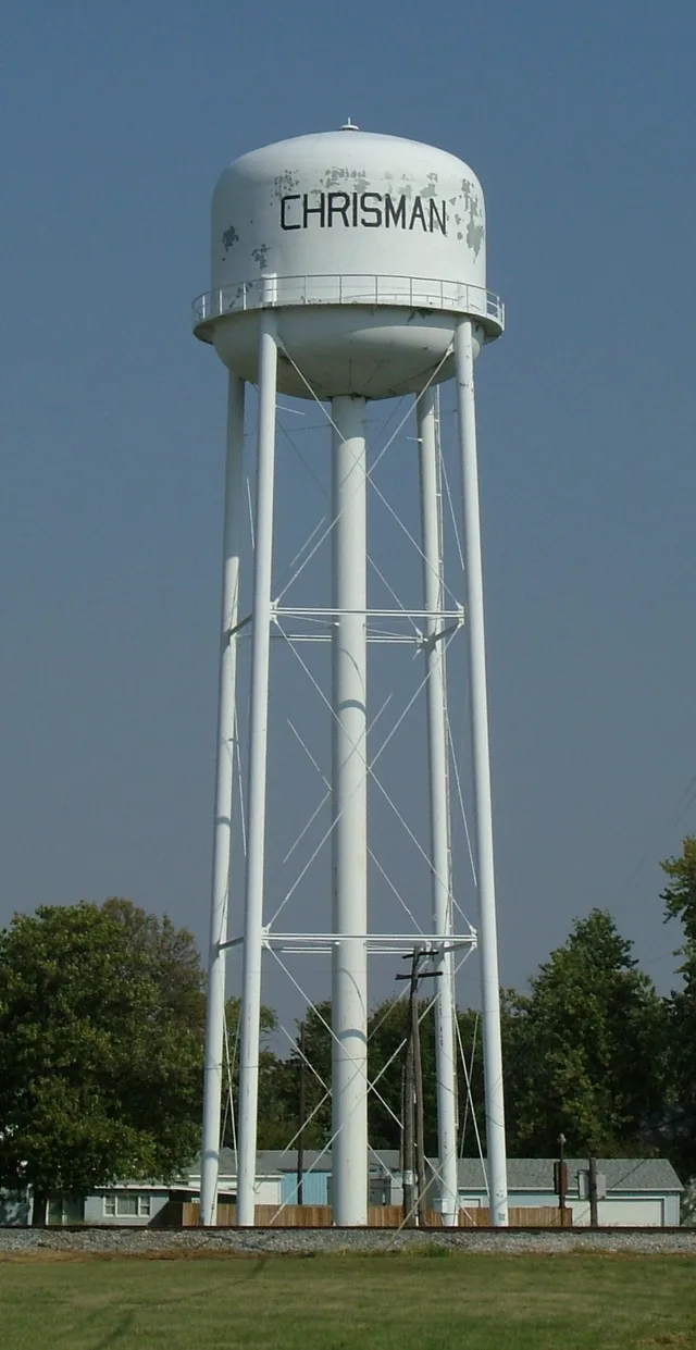 The water tower in Chrisman, Illinois