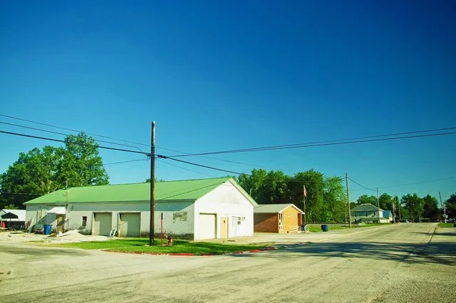 View along Washington Street in Claremont, Illinois, United States.