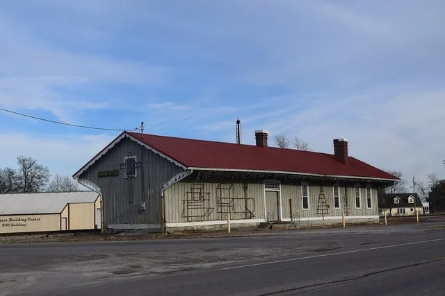 The former railroad depot in Dahlgren, Illinois .