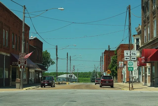 Illinois Route 9 and Illinois Route 96 in Dallas City, Illinois .