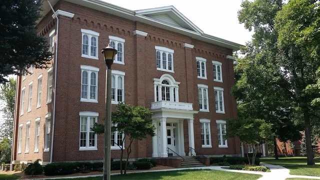 The administration building at Eureka College at 300 College Avenue, Eureka, Illinois. It has an Italianate design with Federal-influenced windows and Georgian main entrances. It...