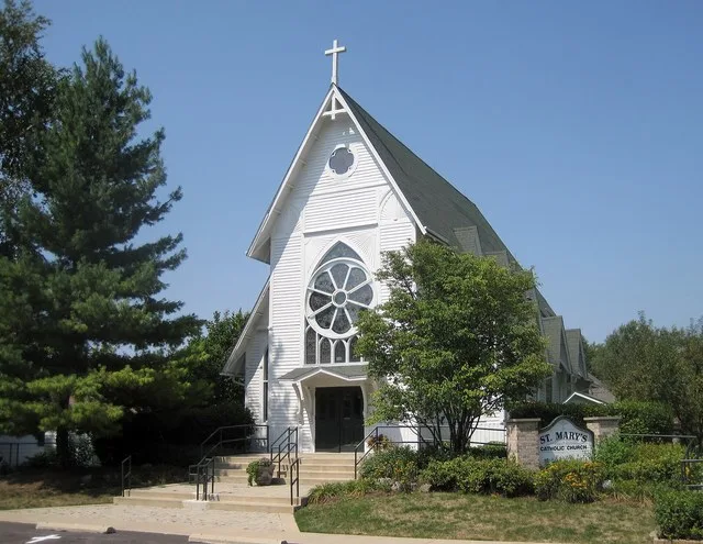 St. Mary's Church of Gilberts (1882). It is a rural stick style church that was probably based on a design in a pattern book. It replaced a 1855 church on the same site; the prese...