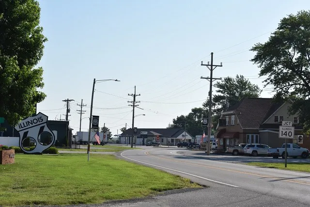 Hamel, Illinois seen from Old Route 66. July 2026