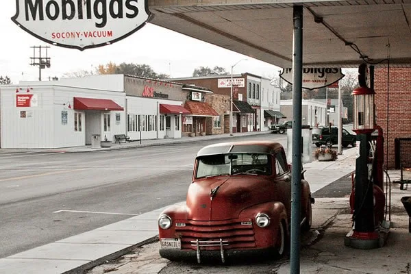 Original Mobil gas station in Hampshire, IL