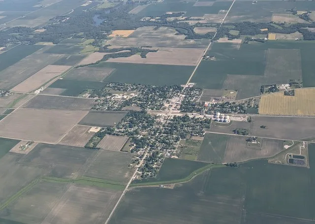 This is an aerial photograph of Homer, Illinois, looking from the south