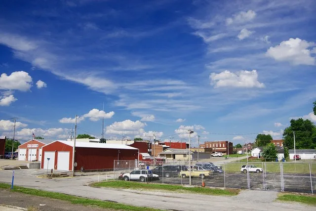 Johnston City, Illinois, United States, viewed from the railroad tracks