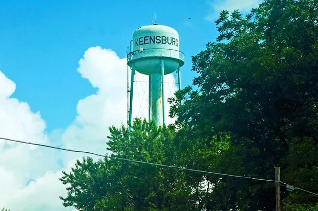 Water tower in Keensburg, Illinois, United States.