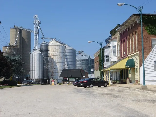 Railroad Avenue in Leland, Illinois.