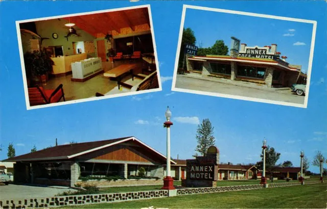 Postcard depicting three views of the Annex in Litchfield.