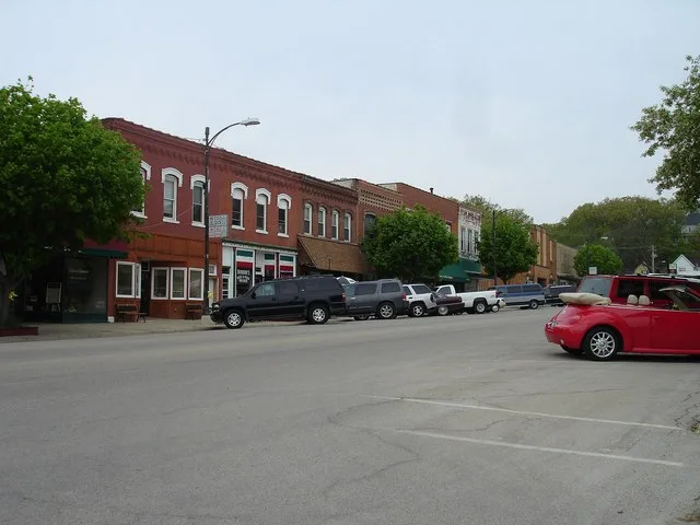Buildings in downtown Marseilles, Illinois, USA
