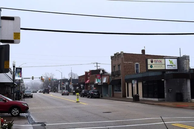 Buildings in downtown Morton, Illinois along Main Street.