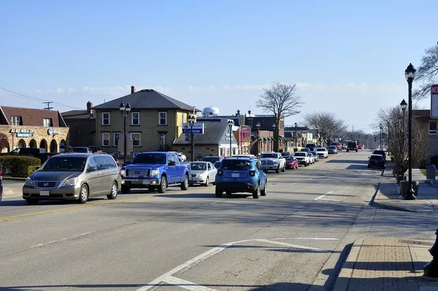 This is a photograph I took of the downtown of the village of Mundelein on March 28, 2024.