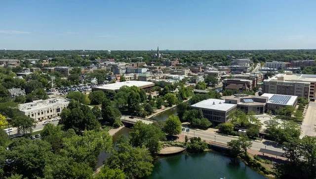 The skyline of Naperville, IL in 2022.