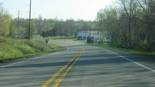 Looking northward along Illinois Route 37 on the edge of the village of New Grand Chain , Illinois , United States .