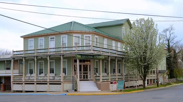 The historic Original Springs Hotel and Bathhouse (built 1892), located at 301 East Walnut Street in Okawville , Illinois , United States , is listed on the US National Register o...