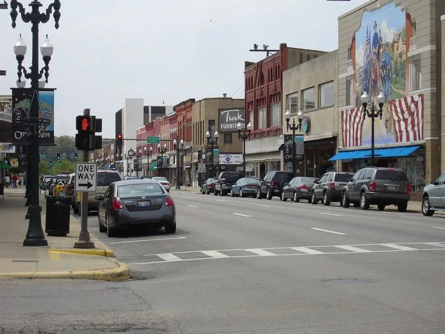 Downtown Ottawa, Illinois, USA.