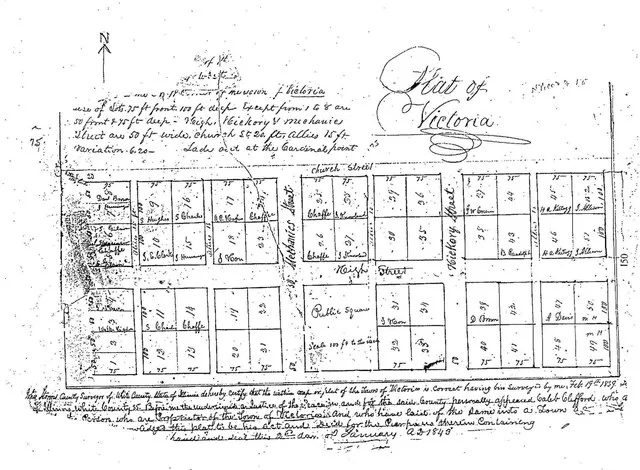 This is an image of the Plat of Victoria, White County, Illinois as recorded in 1843.