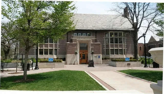 Picture of exterior of library building designed by William Eugene Drummond