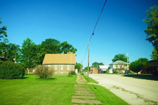 View along Main Street in St. Francisville, Illinois, United States.