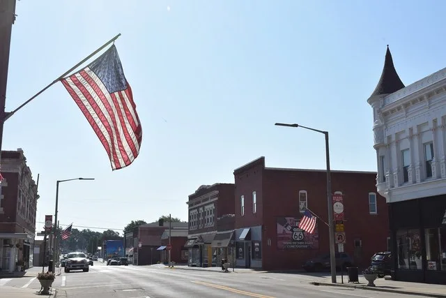 Downtown Staunton, Illinois in July 2026