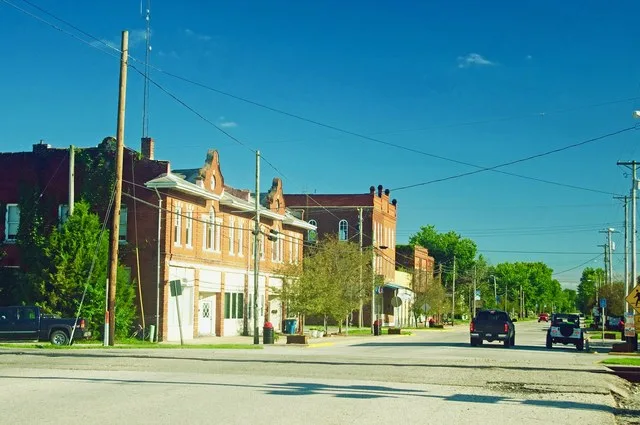 Buildings along Christy Avenue in Sumner, Illinois, United States.