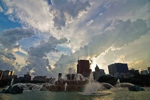Chicago Illinois - Chicago Il ~ Buckingham Fountain - Grant Park - Sunset