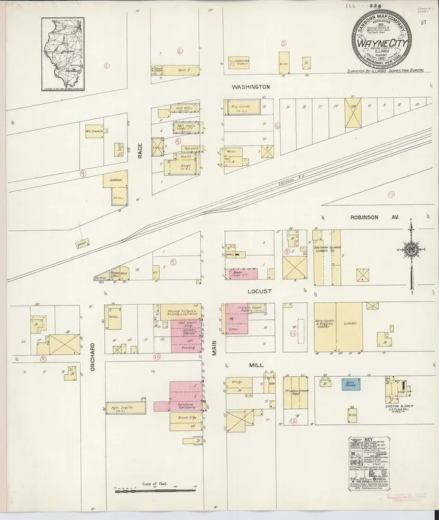 Sanborn Fire Insurance Map from Wayne City, Wayne County, Illinois, 1921, Plate 0001
