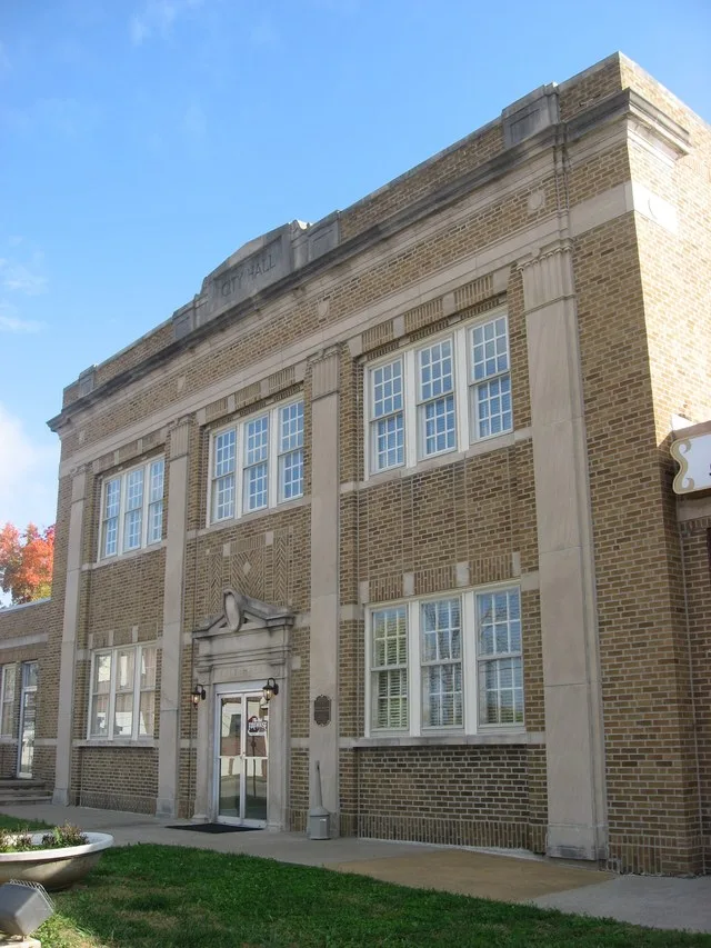 Front of the former West Frankfort City Hall (now a community center), located at 108 N. Emma Street in West Frankfort , Illinois , United States . Built in 1921, it is listed on...