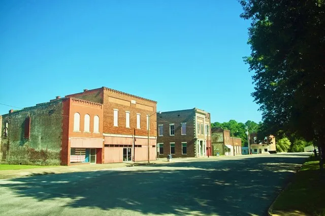 Businesses on the town square in West Salem, Illinois, United States.