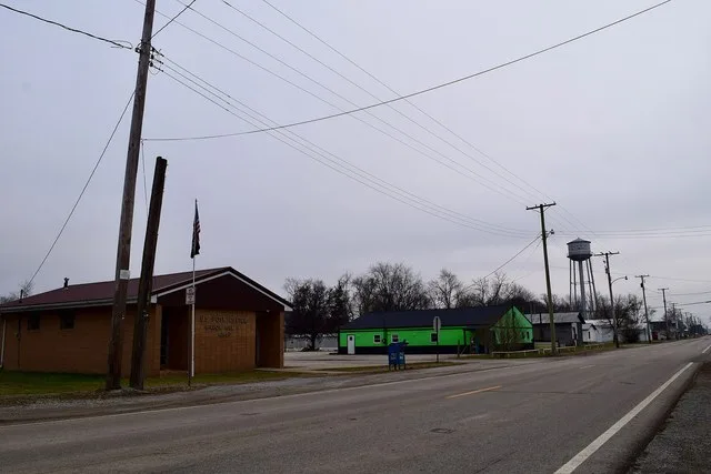 The post office and water tower in Willow Hill .
